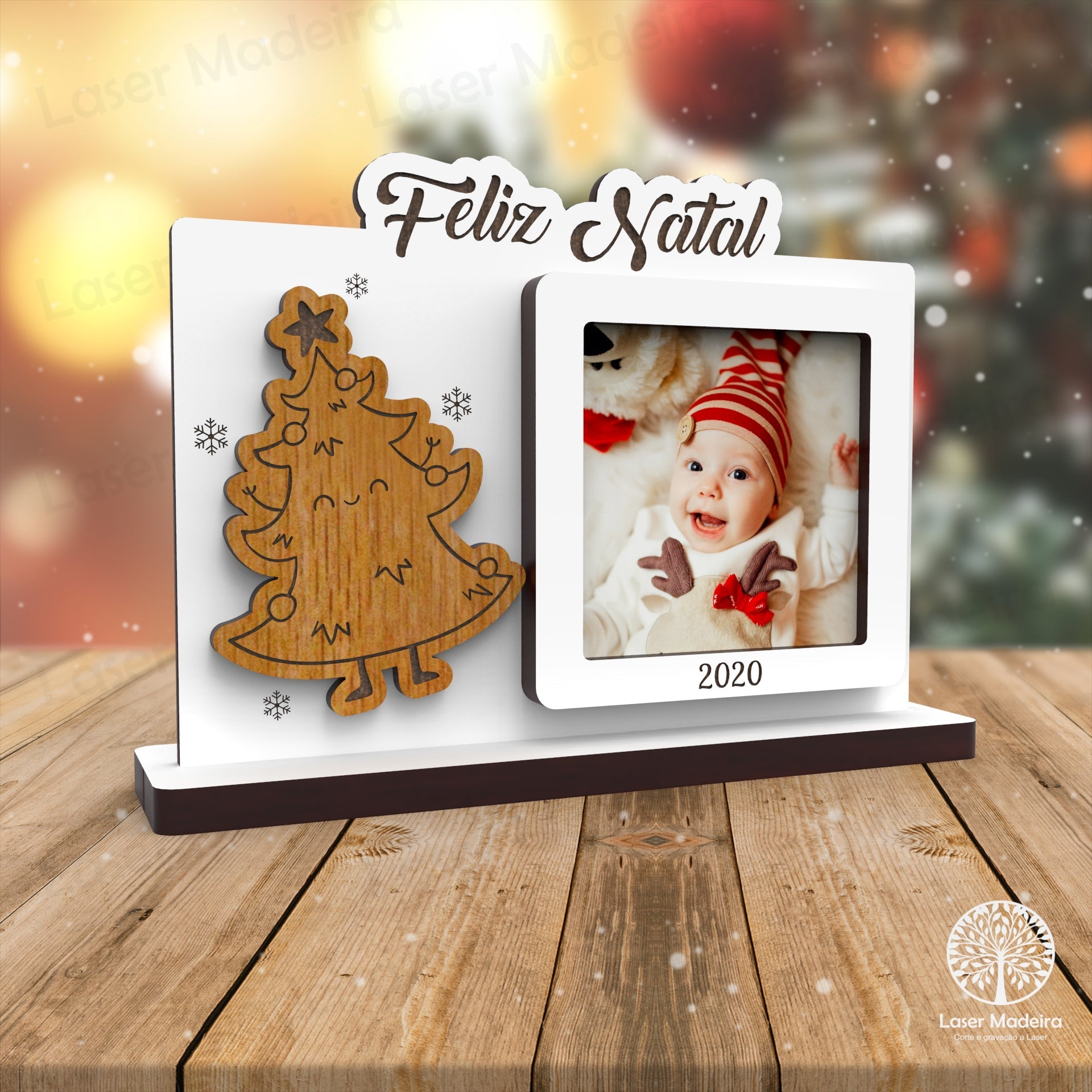 Mini - Moldura Natal - Árvore de Natal - Laser Madeira